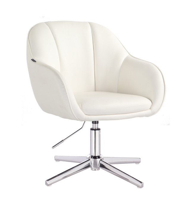 HR2055CROSS Scaun Alb din Piele Ecologica cu Bază Cromata