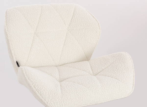 HR111W Scaun Crem Boucle cu Bază Cromata