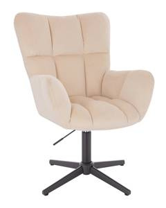 HR650CROSS Scaun Crem Catifea cu Bază Neagră