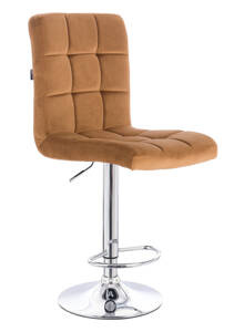 HR7009W Scaun Catifea Galben Miere cu Bază Cromata