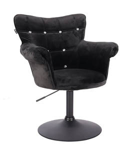 HR804CN Scaun Catifea Neagră cu Bază Neagră