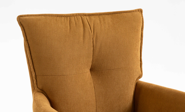 HR250W Scaun Catifea Reiată Premium Ruloare Curry Galben Bază Aurie