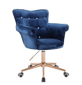 HR804CK scaun Catifea Bleumarin cu Bază Aurie