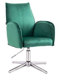 HR280CROSS Scaun Verde din Catifea cu Bază Cromata