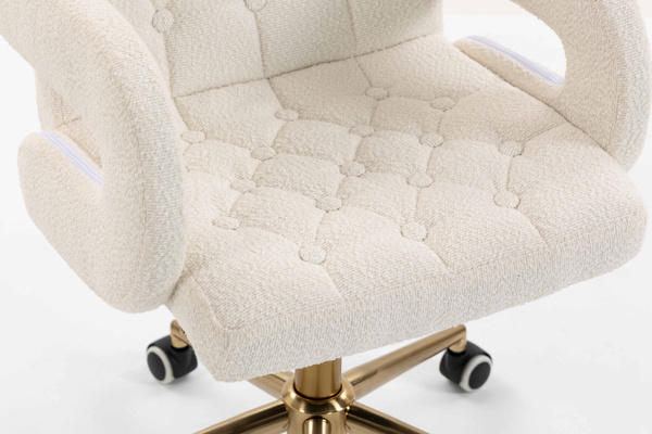 HR8404K Scaun Crem Boucle cu Bază Aurie