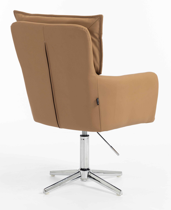 HR250CROSS Scaun Piele Ecologică Premium Soft Culoare Caramel Bază Cromata