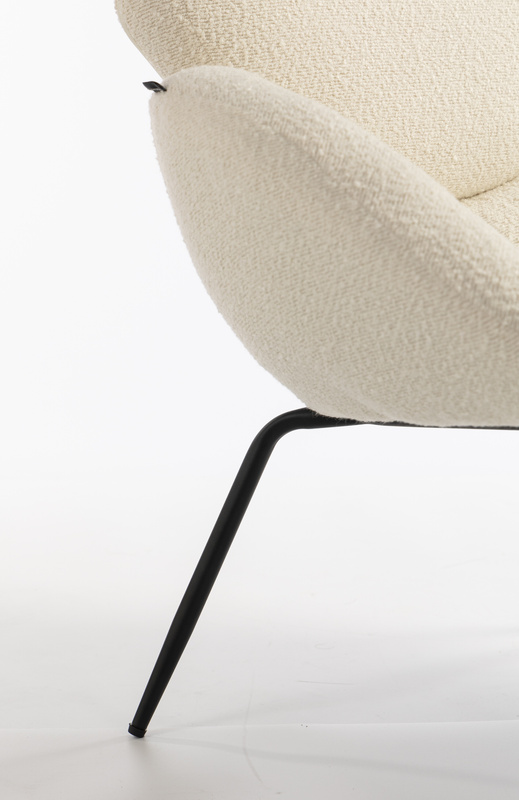 HR2045 Scaun Crem Boucle cu Bază Neagră