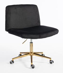 HR150K Scaun Neagră din Catifea cu Bază Aurie