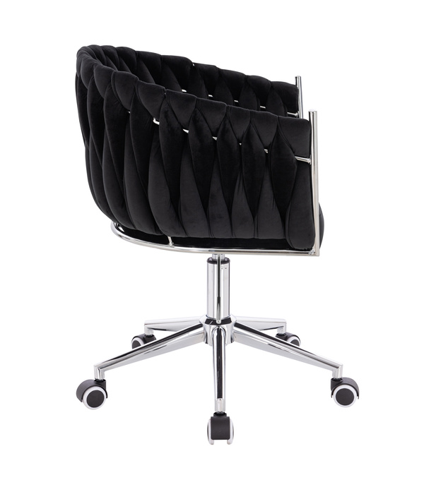 HR750K Scaun Neagră din Catifea cu Bază Cromata