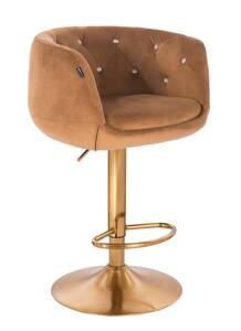 HR333CW Scaun Catifea Galben Miere cu Bază Aurie
