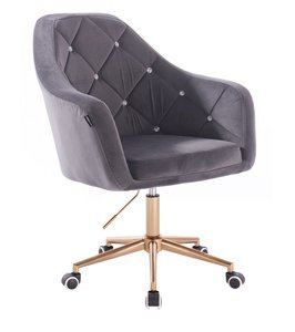 HR830K Scaun Catifea Grafit cu Bază Aurie