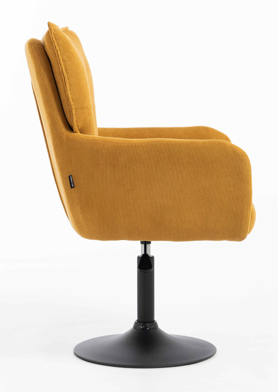 HR250N Scaun Catifea Reiată Premium Ruloare Curry Galben Bază Neagră