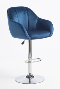 HR2055W Scaun Bleumarin din Catifea cu Bază Cromata