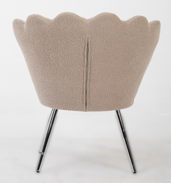 Fotoliu FREY Latte din Boucle cu Picioare Cromata