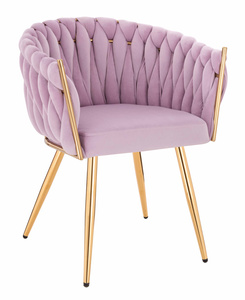 HR750 Scaun cu picioare Aurie Mov din Catifea