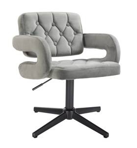 HR8403CROSS Scaun Catifea Gray cu Bază Neagră
