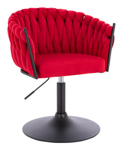HR750N Scaun Roşu din Catifea cu Bază Neagră