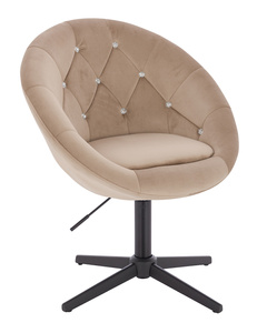 HR8516CCROSS Scaun Latte din Catifea cu Bază Neagră