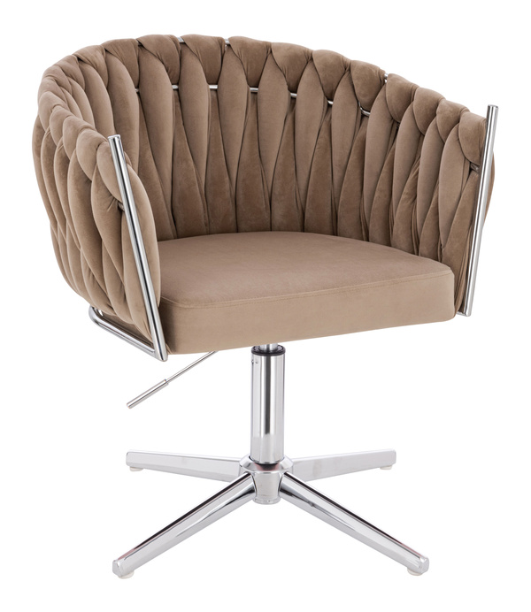HR750CROSS Scaun Latte din Catifea cu Bază Cromata