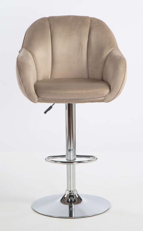 HR2055W Scaun Latte din Catifea cu Bază Cromata