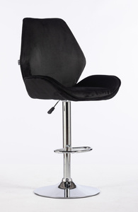 HR350W Scaun Neagră din Catifea Bază Cromata