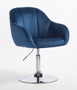 HR2055N Scaun Bleumarin din Catifea cu Bază Cromata