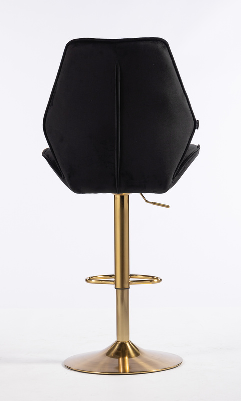 HR350W Scaun Neagră din Catifea Bază Aurie