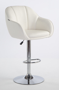 HR2055W Scaun Alb din Piele Ecologica cu Bază Cromata