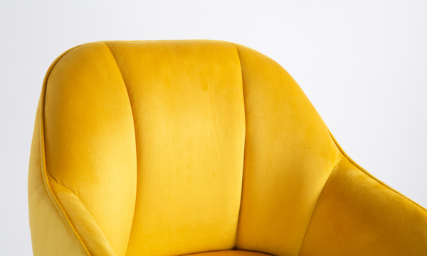 HR2055W Scaun Galbenă din Catifea cu Bază Cromata