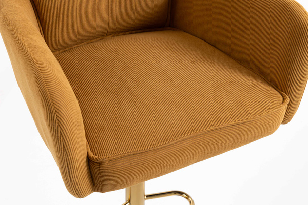 HR250W Scaun Catifea Reiată Premium Ruloare Curry Galben Bază Aurie