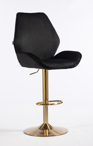 HR350W Scaun Neagră din Catifea Bază Aurie