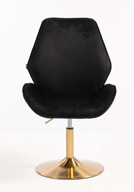 HR350N Scaun Neagră din Catifea Bază Aurie