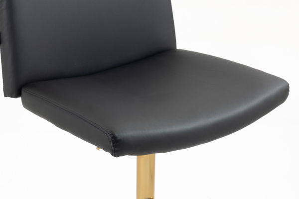 HR150W Scaun Neagră din Piele Ecologica cu Bază Aurie