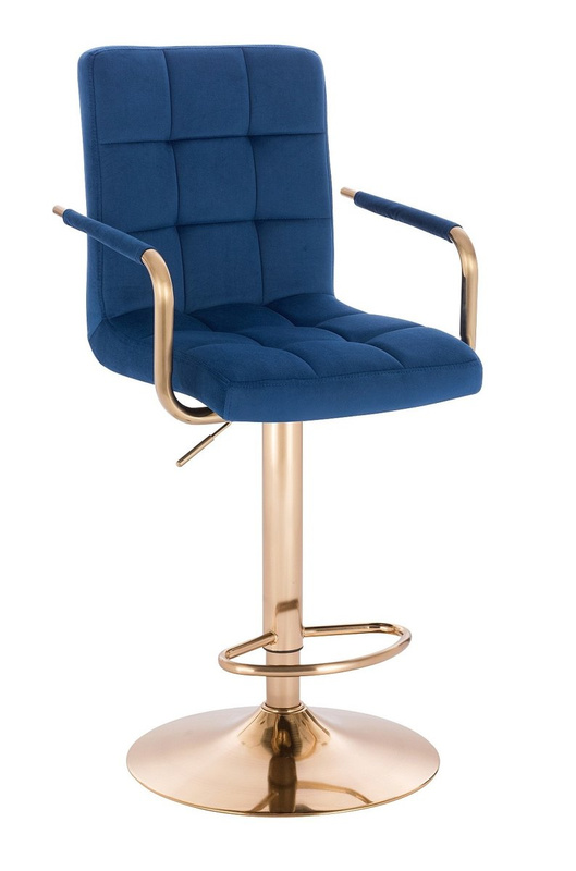 HC1015WP Scaun Bleumarin Catifea cu Bază Aurie