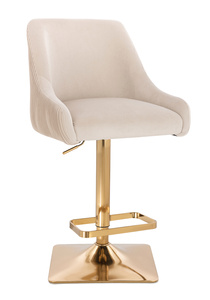 HR920KW Scaun Crem din Catifea cu Bază Aurie