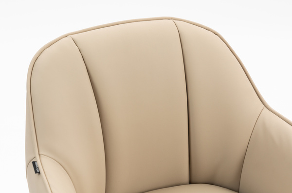 HR2055N Scaun Crem din Piele Ecologica cu Bază Neagră