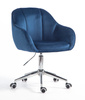 HR2055K Scaun Bleumarin din Catifea cu Bază Cromata