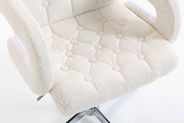 HR8404CROSS Scaun Crem Boucle cu Bază Cromata