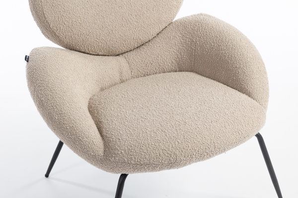 HR2045 Scaun Latte Boucle cu Bază Neagră