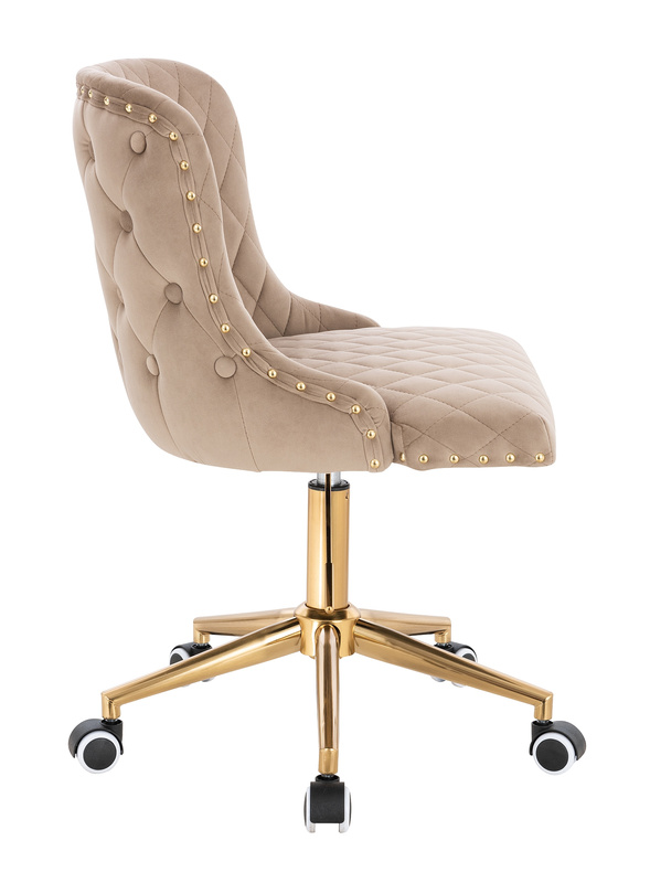 HR940K Scaun Latte din Catifea cu Bază Aurie