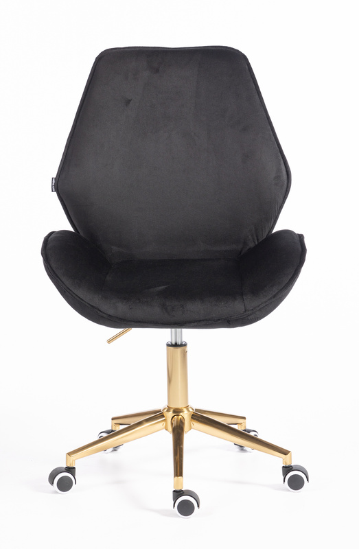 HR350K Scaun Neagră din Catifea Bază Aurie
