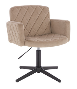 HR802CROSS Scaun Latte din Catifea cu Bază Neagră