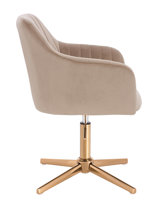 HR190CROSS Scaun Latte Pudra din Catifea cu Bază Aurie