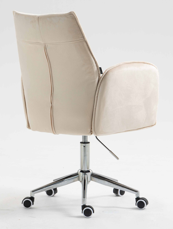 HR280K Scaun Crem din Catifea cu Bază Cromata