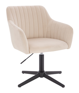 HR190CROSS Scaun Crem din Catifea cu Bază Neagră