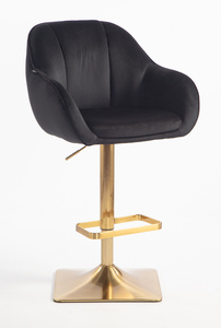 HR2055KW Scaun Neagră din Catifea cu Bază Aurie