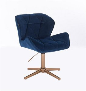 HR111CROSS scaun Catifea Bleumarin cu Bază Aurie