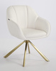 HR2055N Scaun Alb din Piele Ecologica cu Bază Aurie