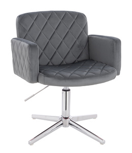 HR802CROSS Scaun Grafit din Catifea cu Bază Cromata