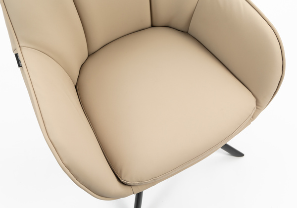 HR2055 BAZĂ STEA Scaun Crem din Piele Ecologica cu Bază Neagră